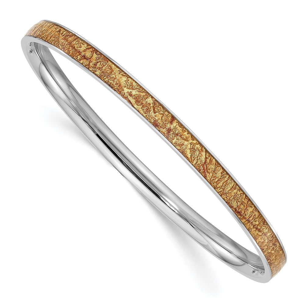 Stainless Steel Polished Yellow Enameled Bangle, 5 mm
