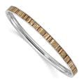Stainless Steel Polished Cream and Brown Enameled Bangle, 5 mm