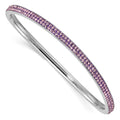 Stainless Steel Polished Light Purple Crystal Wavy Bangle, 4.15 mm