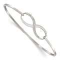 Chisel Stainless Steel Polished with CZ Infinity Symbol Bangle, 7.5 x 2 mm