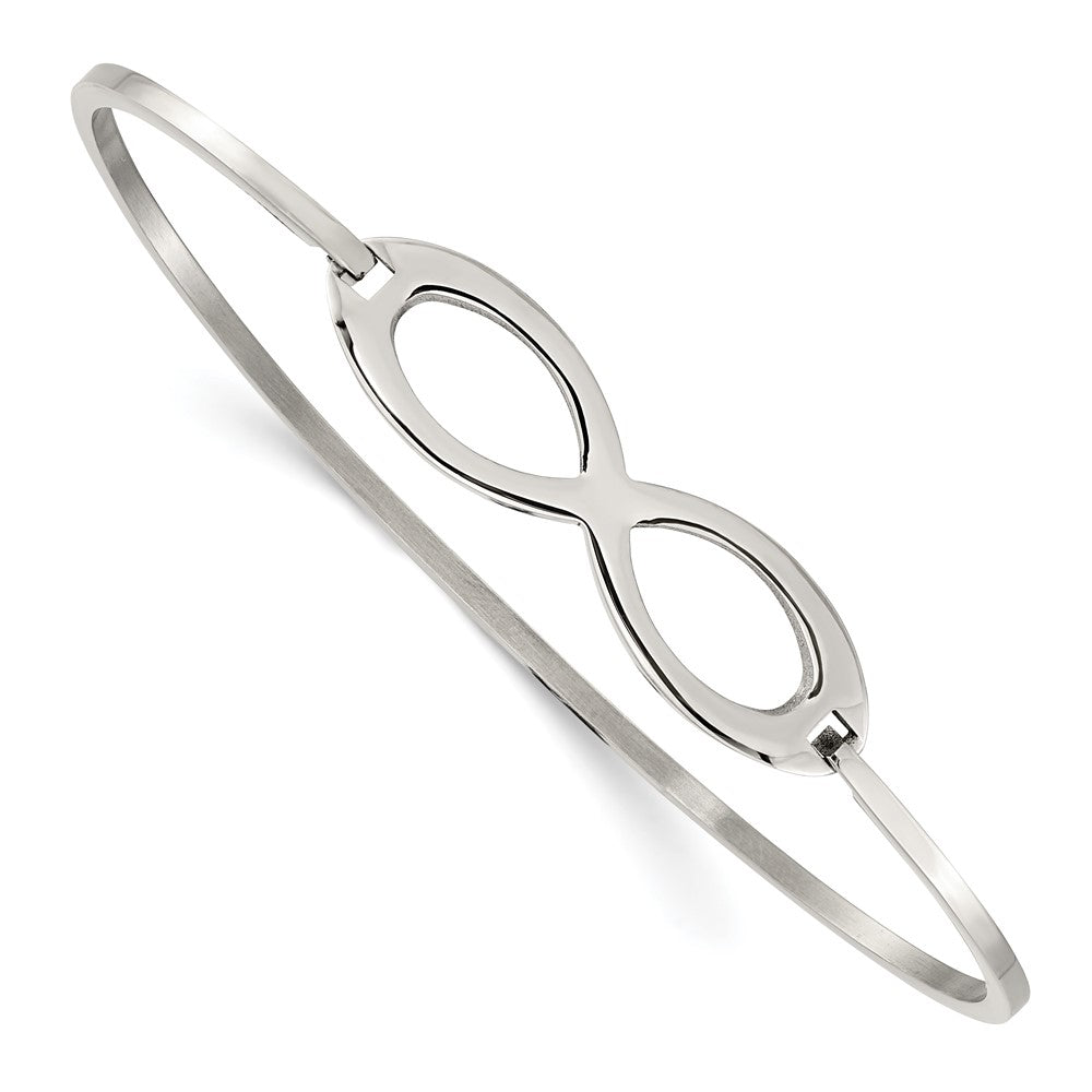 Chisel Stainless Steel Polished Infinity Symbol Bangle, 7.75 x 2 mm
