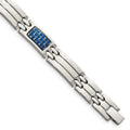 Chisel Stainless Steel Polished with Blue Carbon Fiber Inlay 8.5 inch Link Bracelet, 8.5 x 10 mm