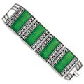 Stainless Steel Synthetic Jade Antiqued Bracelet, 7.75 mm