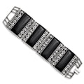 Stainless Steel Black Onyx Antiqued Bracelet, 7.75 mm