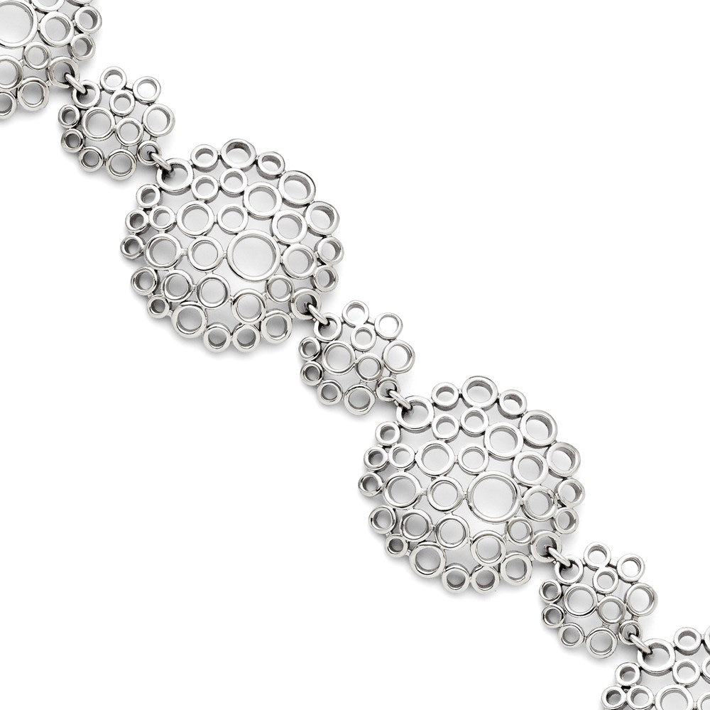 Stainless Steel Multi-Circle with 1in extension Polished Bracelet, 7.25 x 30 mm