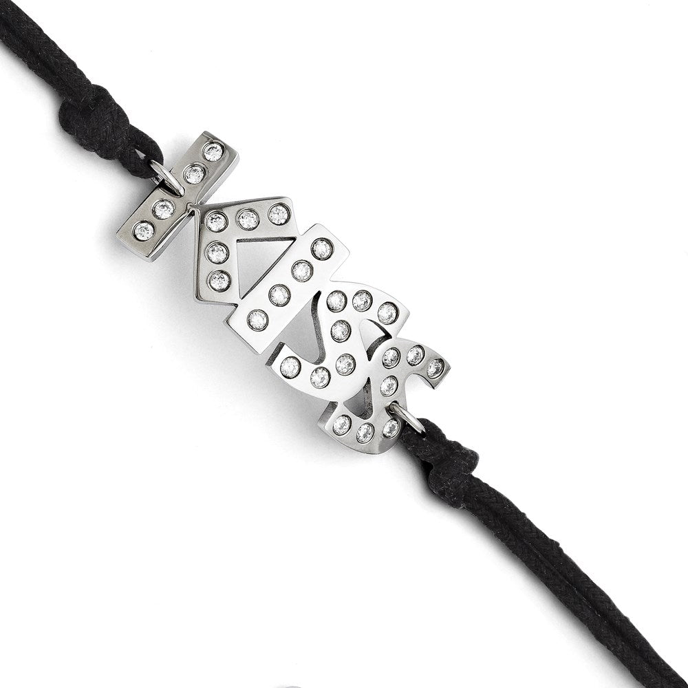 Stainless Steel CZ Kiss with 1.75ext Bracelet, 7.75 mm
