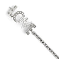 Stainless Steel CZ Love Polished Bracelet, 7.5 mm