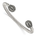 Stainless Steel Antiqued and Polished Twisted Cuff Bangle, 6 mm
