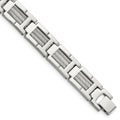 Chisel Stainless Steel Brushed and Polished with Cable Inlacy 8.5 inch Link Bracelet, 8.5 x 11 mm