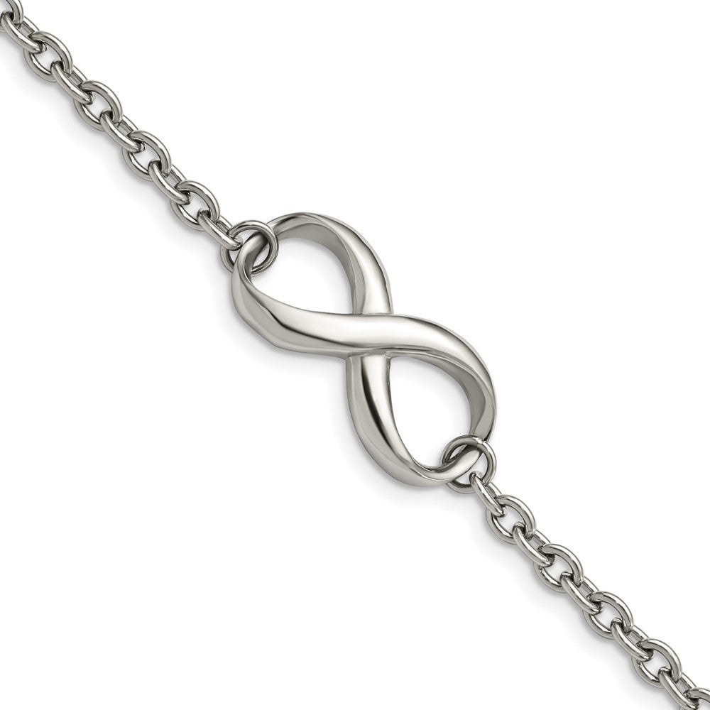 Chisel Stainless Steel Polished Infinity Symbol 7.5 inch Bracelet, 7.5 x 15.5 mm