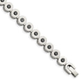 Stainless Steel Polished w/Black CZ 7.5in Bracelet, 7.5 mm