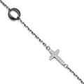 Stainless Steel and Ceramic Polished Sideways Cross CZ Bracelet, 7.25 mm