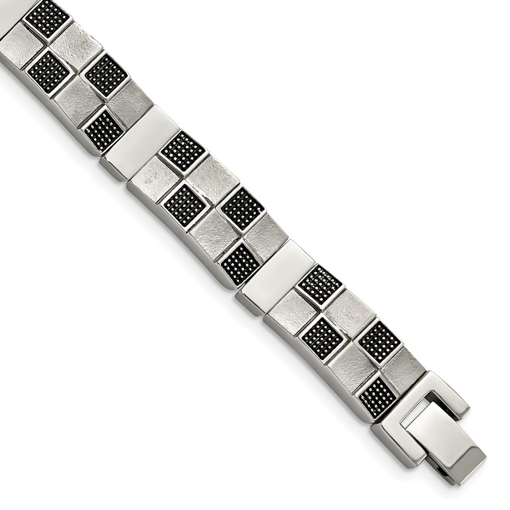 Stainless Steel Antiqued Brushed and Polished 8.25in Bracelet, 8.25 mm