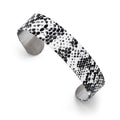 Stainless Steel Black and White Textured Thin Cuff Bangle, 16 mm