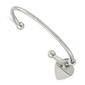 Chisel Stainless Steel Polished with Heart Charm Cuff Bangle, 6.75 x 3 mm