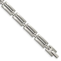 Chisel Stainless Steel Brushed and Polished 8.75 inch Link Bracelet, 8.75 x 8 mm