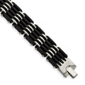 Chisel Stainless Steel Polished with Black Rubber 8.25 inch Link Bracelet, 8.25 x 15 mm