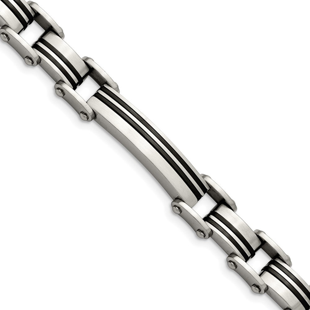 Chisel Stainless Steel Brushed Black IP-plated 8.75 inch Link Bracelet, 8.75 x 12 mm