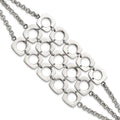 Stainless Steel Polished Fancy Three Strand Square Toggle Bracelet, 7.5 x 43 mm