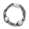 Stainless Steel Polished and Brushed Beads Twisted Bracelet, 8.5 mm