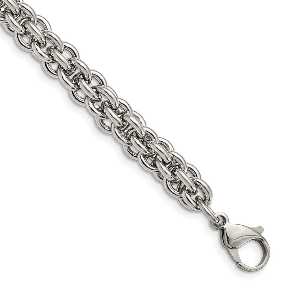 Chisel Stainless Steel Polished 8.5 inch Fancy Circle Link Bracelet, 8.25 mm