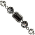 Stainless Steel Polished/Antiqued Glass Beaded w/1in ext. Bracelet, 9 x 22 mm