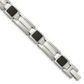 Chisel Stainless Steel Polished with Black Carbon Fiber Inlay 8.75 inch Link Bracelet, 8.75 x 8 mm