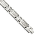 Chisel Stainless Steel Polished and Textured 8.5 inch Link Bracelet, 8.5 x 12 mm
