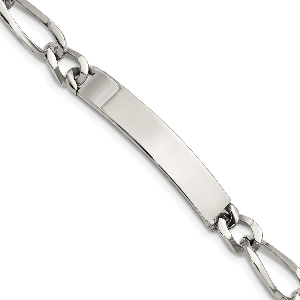 Chisel Stainless Steel Polished Figaro 9.25 inch ID Bracelet, 9.25 x 9 mm