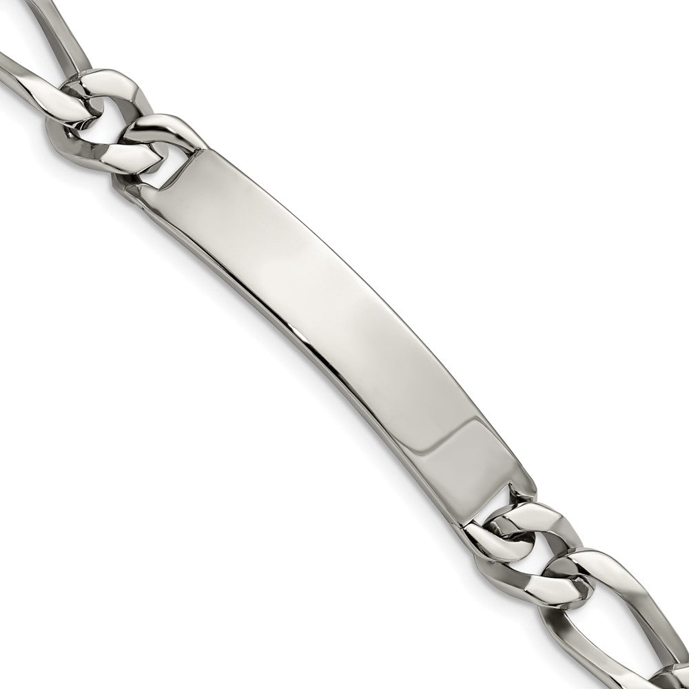 Chisel Stainless Steel Polished Figaro 9.25 inch Large ID Bracelet, 9.25 x 10 mm