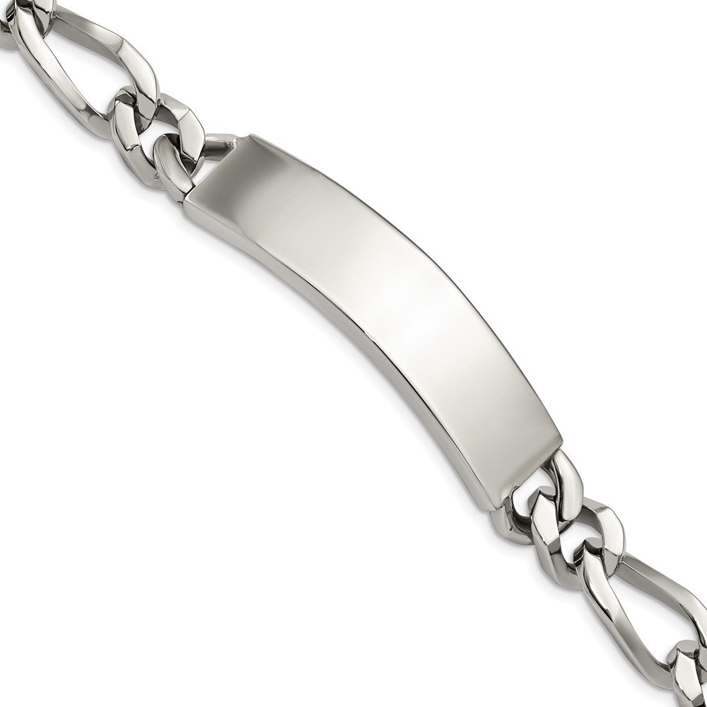 Chisel Stainless Steel Polished Figaro 9 inch Large ID Bracelet, 9 x 11 mm