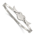 Stainless Steel Polished Moveable LOVE Heart w/Wings Bangle, 4 mm