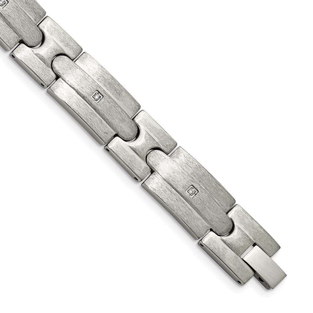 Chisel Stainless Steel Brushed with CZ 8.25 inch Link Bracelet, 8.25 x 13 mm
