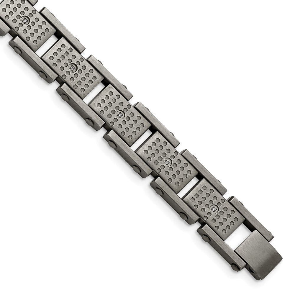 Stainless Steel Brushed with CZ 8.75in Bracelet, 8.75 mm