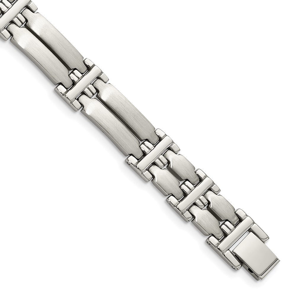 Chisel Stainless Steel Brushed and Polished 8.5 inch Link Bracelet, 8.5 x 12 mm