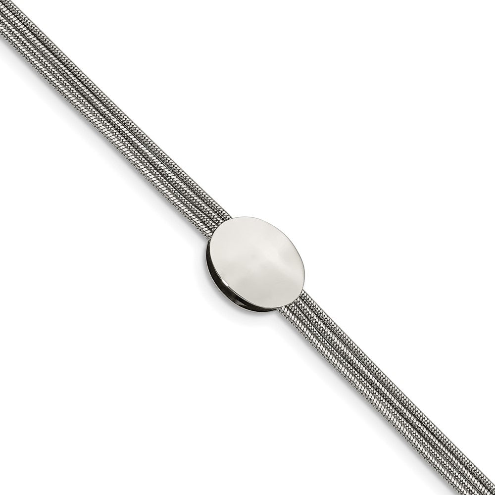 Stainless Steel Polished Oval 7.25in w/1.25in ext. Bracelet, 7.25 mm