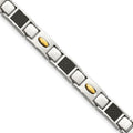 Chisel Stainless Steel Polished Yellow IP-plated with Black Carbon Fiber Inlay 9.5 inch Link Bracelet, 9.5 x 8 mm