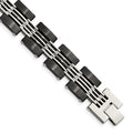 Chisel Stainless Steel Brushed and Polished Black IP-plated 8 inch Link Bracelet, 8 x 15 mm