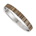 Stainless Steel Polished Cream/Black Enameled Wide Bangle, 10 mm