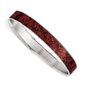 Stainless Steel Polished Red/Black Enameled Wide Bangle, 10 mm
