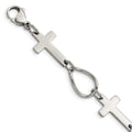 Stainless Steel Polished Cross 7.75in Bracelet, 7.75 mm