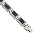 Chisel Stainless Steel Polished with Black Carbon Fiber Inlay 9.25 inch Link Bracelet, 9.25 x 12 mm