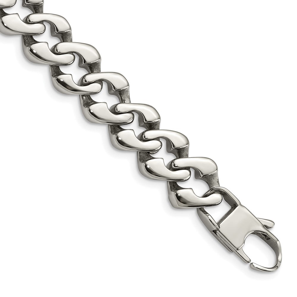 Chisel Stainless Steel Polished 8.5 inch Fancy Link Bracelet, 8.5 mm, 54.25 g