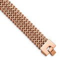 Stainless Steel Brushed Rose IP-plated Woven 7.5in Bracelet, 7.5 mm