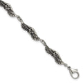 Stainless Steel Antiqued Skulls with Wings Bracelet, 7.75 x 6 mm