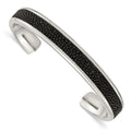 Chisel Stainless Steel Polished with Genuine Stingray Inlay Cuff Bangle, 7.5 x 10 mm