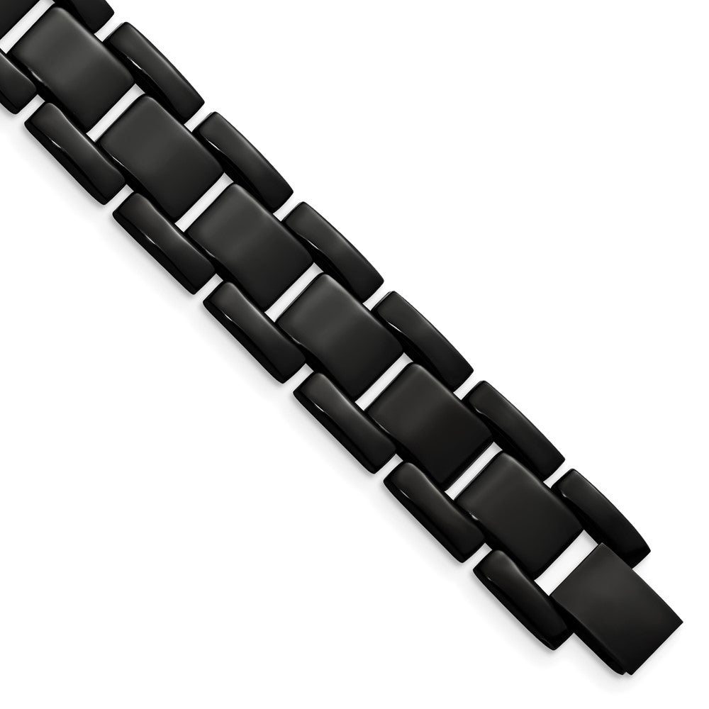Chisel Stainless Steel Polished Black IP-plated 8.25 inch Link Bracelet, 8.5 x 14 mm