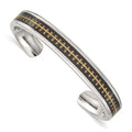 Stainless Steel Polished Yellow IP w/Carbon Fiber Inlay Cross Bangle, 11 mm