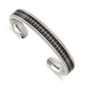 Stainless Steel Polished Black Carbon Fiber Inlay Crosses Bangle, 10 mm