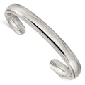 Chisel Stainless Steel Polished and Grooved 9mm Cuff Bangle, 7.25 x 9 mm